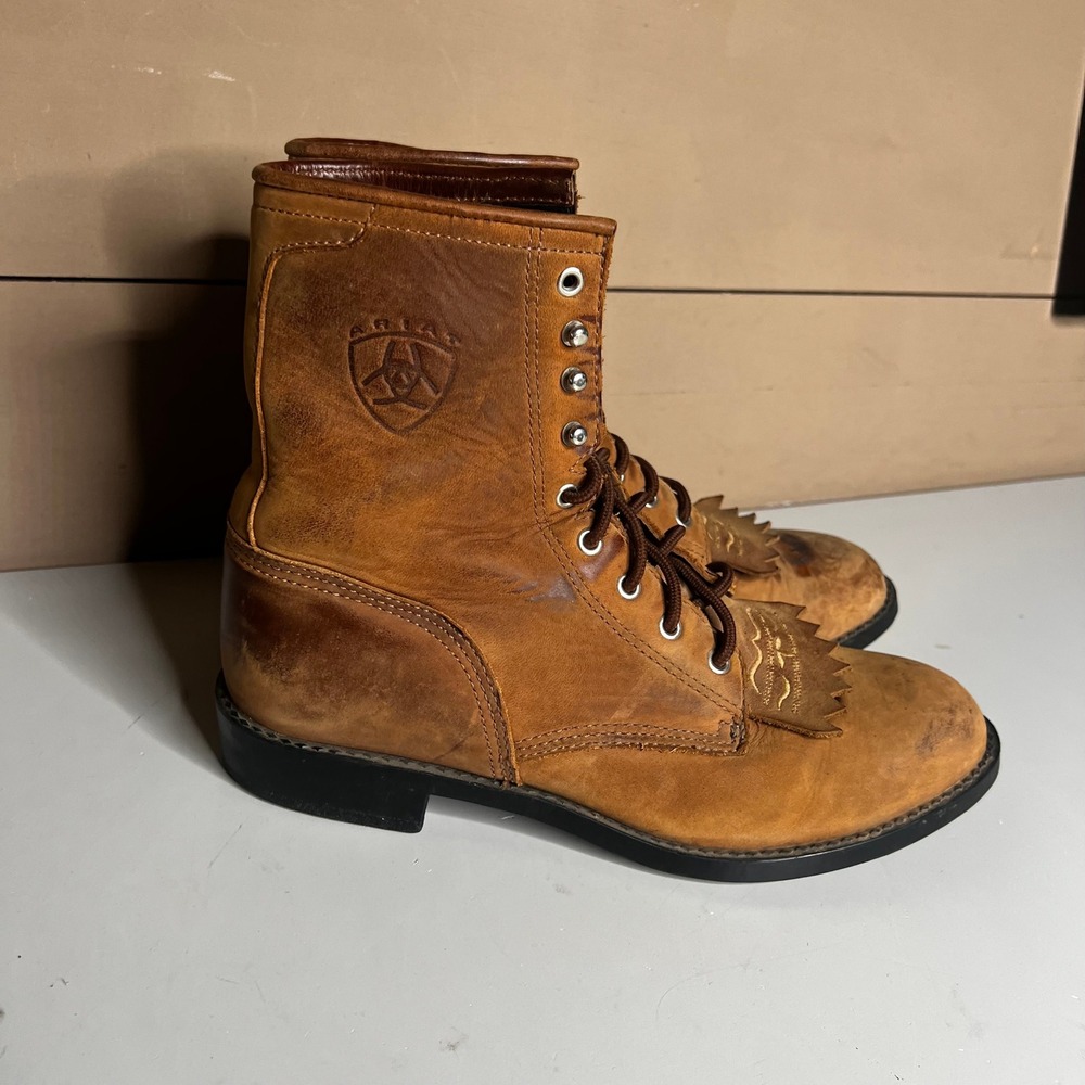 Ariat Heritage Lacer Tan Leather Western Lace Up Boots 30025 Women 8